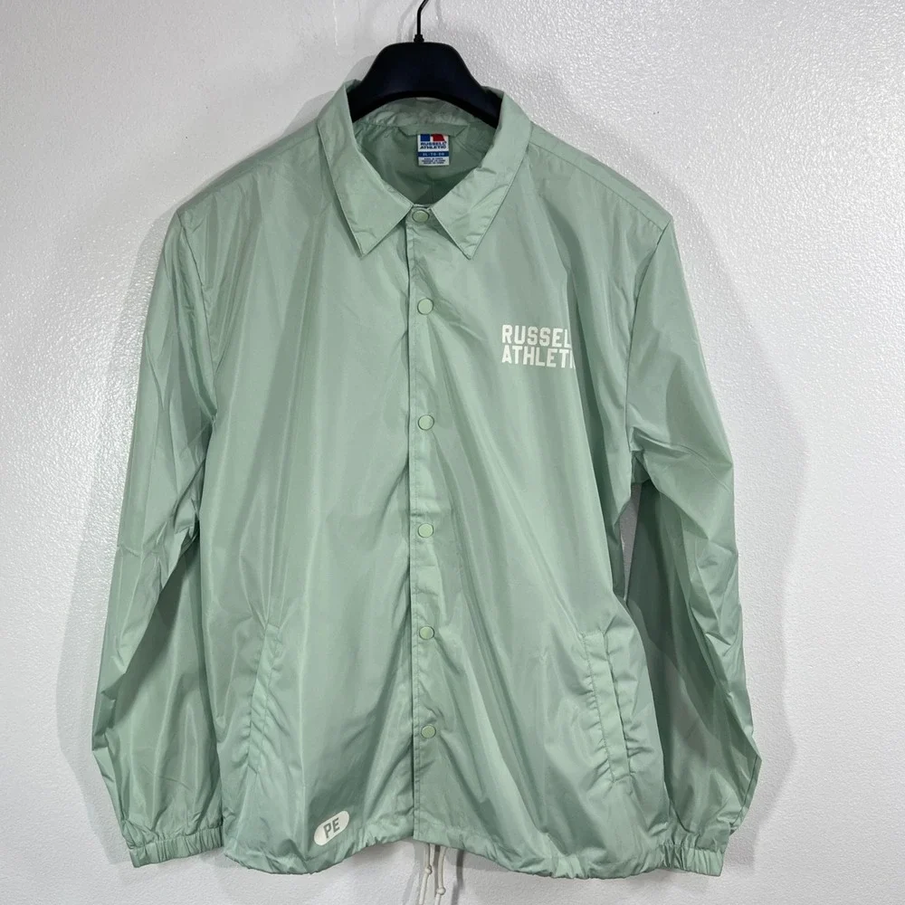 NWT Russell Athletic Coaches Jacket Mens XL Mint Green Snap Front Windbreaker‎